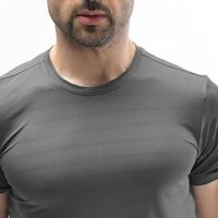 Heren T-shirt met ronde hals, korte mouwen, slim fit, antracietgrijs, basic, voor dagelijks casual gebruik