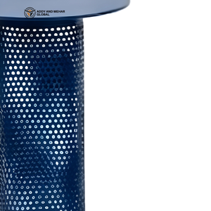 Modern Blue Perforated Metal <b>Stool</b> Round Top Industrial Steel Side <b>Stool</b> Contemporary Seating for Home Garden Café Furniture - Product Image 6