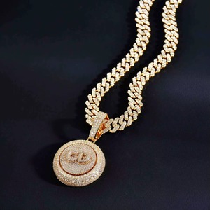 Colgante de Plata de Ley 925 con Letra Burbuja Giratoria Estilo Hip Hop, Chapado en Oro con Moissanita, Joyería Fina para Hombre, Colgante Personalizado con Letra - Product Image 3