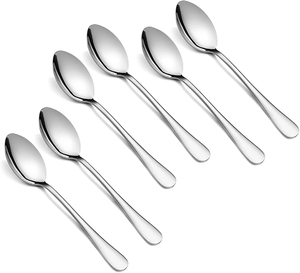 Cuillère à dessert en acier inoxydable, ensemble de 6 pièces, manche long, cuillère à dessert et à dîner, offre spéciale - Product Image 1