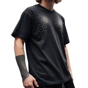 T-shirts graphiques personnalisés T-shirts imprimés pour hommes avec strass et diamant Sérigraphie Vintage 100% coton T-shirt pour hommes coupe ample - Product Image 1