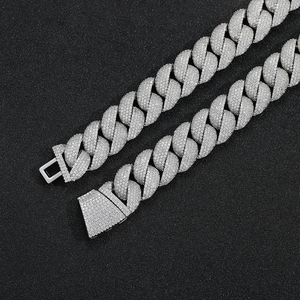 Iced Out <b>Cuban</b> <b>Link</b> <b>Chain</b> <b>Silver</b> Hip Hop Necklace Bling Thick Statement Jewelry - Product Image 4