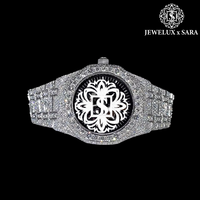 Reloj Analógico de Lujo de Excelente Calidad, Totalmente Blanco, con Diamantes, Resistente al Agua, Caja de Acero Inoxidable, Precio de Exportación