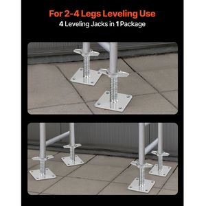 Piedini di Livellamento Regolabili (4 Pezzi) - Altezza Regolabile 46,2 cm - Capacità di Carico Totale 1500 kg - Componenti per Ponteggi e Scale - Product Image 3