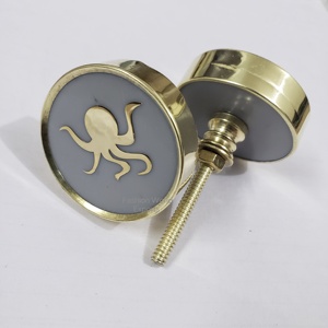 Modern Grey Resin Cabinet Knobs with Exquisite Brass Banyan Tree Inlay Stunning <b>Hardware</b> for Drawers, Dressers, and Side Tables - Product Image 3
