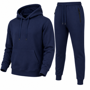 Conjunto de Sudadera con Capucha y Pantalones Deportivos Ajustados Essential Navy, Ropa de Entrenamiento de Felpa Suave para Comodidad Diaria y Ejercicio - Product Image 1
