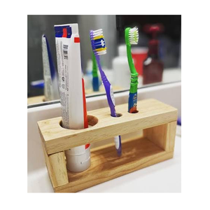 Modern Design Wood Toothbrush <b>Holder</b> Stand Handmade Wooden <b>Toothpaste</b> Storage Rack Stand in New style - Product Image 4