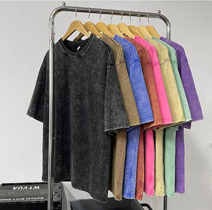 Camiseta de Hombre Vintage con Efecto Ácido, Camiseta de Algodón Grueso Desgastado, Camiseta Oversize Lisa 100% Algodón para Hombre - Product Image 5