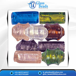 Perles en verre faites à la main, type uni, argentées, bicolores, à grand trou, pour artisanat, fabrication de bijoux de mode DIY, décoration - Product Image 3