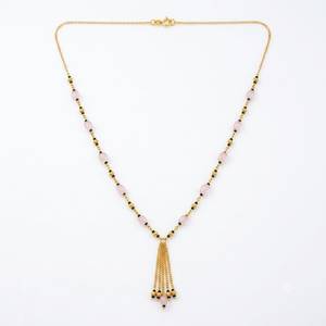 Collar de Cuentas de Cuarzo Rosa Chapado en Oro para Mujer, Estilo Bohemia, Cadena de Aleación, Joyería - Product Image 3