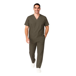 Unisex Classic White Cotton <b>Scrub</b> <b>Sets</b> with Jersey Fabric Needle Detection Professional Medical Nurse Uniform for Hospital Use - Product Image 1
