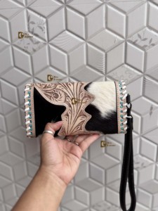 Bolso de mano de piel de vaca de gran capacidad para mujer, bolso de mano impermeable con adornos florales, diseño Vintage, tarjeta de crédito, billetera en efectivo - Product Image 3