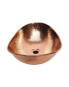Bold Blossom India – Lavabo de salle de bain ovale en cuivre massif martelé, fait main, moderne, 32 cm, écologique, portable pour la maison - Product Image 1