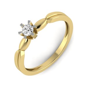 Anillo de compromiso y boda solitario de oro amarillo para mujer, hecho a mano, diseño personalizado, diamantes cultivados en laboratorio, proveedor de joyería clásica - Product Image 1