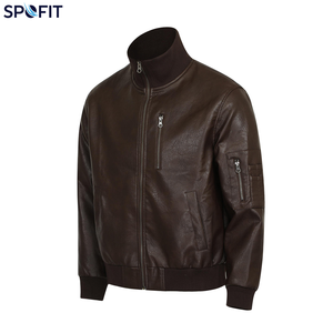 American Retro <b>High</b>-End Biker Style PU <b>Leather</b> Stand Collar Jacket Men's Thickened <b>Leather</b> Solid Loose Fit Design Winter <b>Tops</b> - Product Image 3