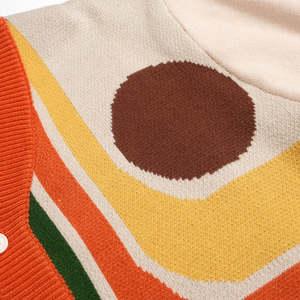 Cardigan respirant pour homme à col en V et boutons, motif dessin animé, tricot jacquard, pull tendance oversize style streetwear USA - Product Image 3