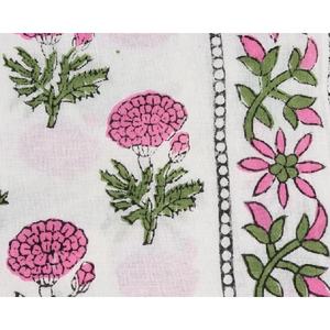 Floral White & Pink 100% Cotton Quilting Fabric by the yard Women Apparel Hand Block Print Running Sewing Fabric - Product Image 4