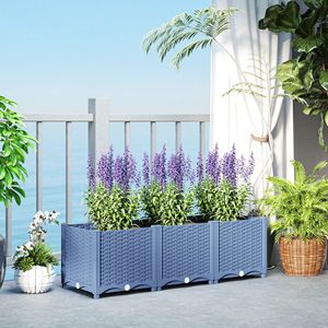 Fioriera Rialzata Classica Blu 4 x 1 x 1 piedi in Plastica per Esterni con Fori di Drenaggio per Verdure ed Erbe Aromatiche, Finitura Ruggine - Product Image 2