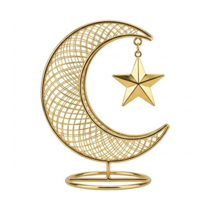 Wholesale Ramadan Decor <b>Gold</b> Crescent Moon Star <b>Statue</b> Islamic Home Decoration Metal Wooden Mosque Silhouette Table Centerpiece - Product Image 2