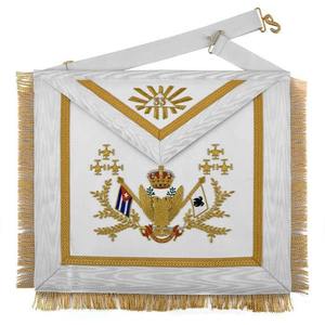 Delantal Masónico Bordado Personalizado con Borde Rojo, Centro Blanco, Símbolo de Estrella de David y Cruz, Forma Cuadrada, Insignia Cosida, Tela para Regalia - Product Image 1
