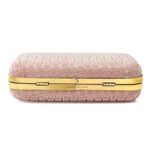 Bolso de mano de diseñador con textura geométrica en oro rosa, elegante cartera brillante con cadena desmontable para mujer, venta al por mayor - Product Image 5