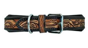 Collier pour chien en cuir véritable fait main avec motif géométrique perlé, boucle rembourrée, style western classique, utilisable toute l'année - Product Image 3