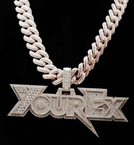Custom <b>Iced</b> <b>Out</b> Moissanite Pendant <b>Chain</b> Letter Charm VVS Round Brilliant Cut Bezel Set Hip Hop Party Micro Insert Jewelry - Product Image 1