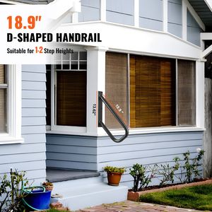 Corrimano per Esterni Nero Opaco da 18,9 Pollici, Corrimano di Sicurezza con Tubo da 1,3 Pollici per Montaggio a Parete per 1-2 Gradini - Product Image 4