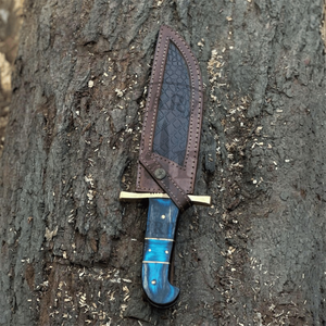 Couteau Bowie OEM en acier inoxydable, lame pleine longueur, bord droit, haute durabilité 58HRC, pour la chasse et le camping, avec garde en laiton et fourreau en bois, vente en gros - Product Image 4