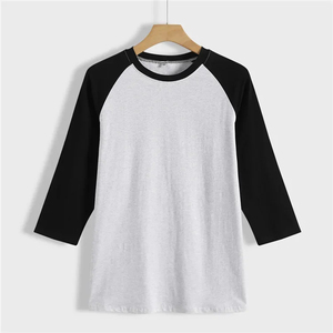High Quality Crew Neck 3/4 Sleeve <b>Raglan</b> T-Shirt Custom Men Fitness Gym Workout <b>Tops</b> Vintage Plain 100% Cotton Quick Dry - Product Image 3