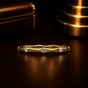 Unique 14K Pure Gold Round cut Lab Grown Diamond Eternity <b>Ring</b> Nature Inspired Stackable Band Anniversary <b>Ring</b> Wedding <b>Ring</b> - Product Image 1