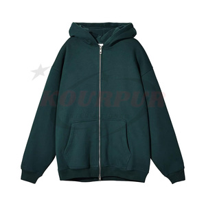 Unisex Oversized Hooded Zipper Sweatshirt Fleece Solid Color Casual Autumn Wear Regular Fit Knitted Long Sleeve Hoodie For Men - Product Image 4