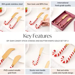 Elegant and Durable Red White Enamel Jelly Pattern Butter Knife Gold Stainless Steel High-Quality Hotel and Giftware <b>Flatware</b> - Product Image 5