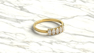 Minimalist 18K Gold Oval Cut Diamond <b>Ring</b> Band <b>Dainty</b> Stackable Multi Stone Engagement <b>Ring</b> Gift Promise <b>Ring</b> for Women - Product Image 3