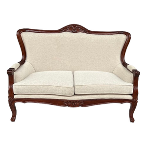 Waview 2-Seater Traditional Mahogany Wood Sofa with Carved Details Eco-Friendly & Durable for <b>Living</b> Room Use - Product Image 1