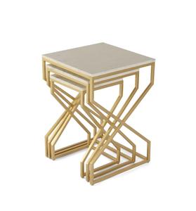 Modern <b>Gold</b> Metal <b>Console</b> <b>Table</b> Set with Marble Top Cross Base Living Room Furniture Contemporary Design Stable Accent Piece - Product Image 3