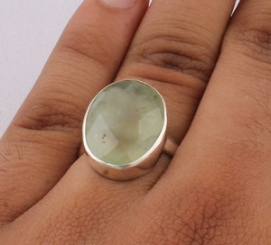 Wholesale 925 Sterling <b>Silver</b> Natural Green Amethyst Classic Oval Faceted Gemstone Bezel Set Handmade <b>Statement</b> <b>Ring</b> - Product Image 1