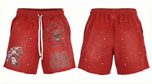 Pantalones Cortos de Chándal Pro Felt Personalizados con Cinturón, Ajuste Holgado Oversize, Decoración de Pedrería y Estilo Lavado - Product Image 4