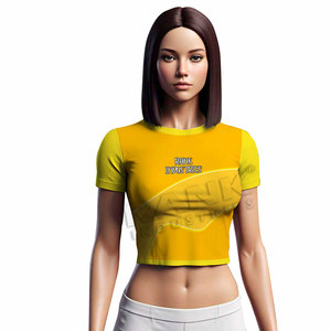 Women <b>Crop</b> <b>Top</b> T-Shirts Soft Stretch Fabric With Easy Motion <b>Support</b> Casual Trend Women <b>Crop</b> <b>Top</b> T-Shirts - Product Image 1