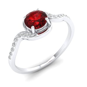 Anillo Solitario REYES de Lujo en Oro Sólido de 14K con Granate de Corte Redondo de 0.5 Quilates, Certificado IGI, Anillo de Compromiso con Diamante - Product Image 2