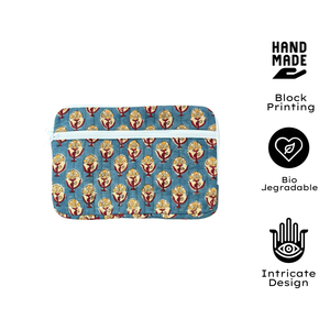 Eco Friendly Hand Block Printed Cotton Quilted <b>Laptop</b> Sleeve <b>Laptop</b> <b>Protector</b> Multi Pockets Zip Closure Lightweight Office use - Product Image 3