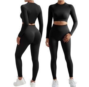 Conjunto deportivo de dos piezas para mujer, chándal con cremallera y manga larga, ropa deportiva - Product Image 1
