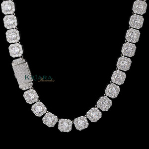 <b>Statement</b> <b>Necklace</b> S925 Silver Rhodium Plated Hexagon Lab Grown Diamond Link Chain Unisex Luxury Jewelry - Product Image 2
