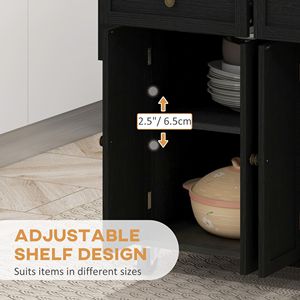 Carrello da Cucina Moderno Nero Effetto Invecchiato con Ruote e Porta Spezie - Product Image 6