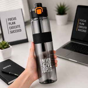 ขวดน้ำปราศจากสาร BPA ขนาด 1000 มล. ป้องกันการรั่วซึม ฝาเปิดแบบพลิก เหมาะสำหรับการออกกำลังกาย การเดินทาง สำนักงาน และการใช้งานในชีวิตประจำวัน - Product Image 1