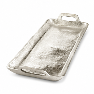 Luxury Gold Textured Aluminum Serving Tray Square Decorative <b>Vanity</b> Platter with Handles for Coffee <b>Table</b> & Home Decor - Product Image 3