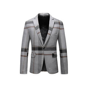 Blazer pour homme en mélange de laine, coupe classique, style britannique, col à revers, simple boutonnage, couleur bordeaux - Product Image 6