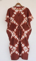 Kaftan Bohème en Coton 100% Écologique de Haute Qualité avec Dentelle et Teinture Tie-Dye, Longueur Maxi, Taille Élastique, Manches Dolman, Automne