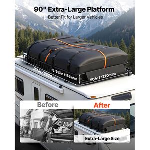 Cesta de Carga para Techo de Alta Resistencia 90 x 50 x 6 Pulgadas, Bolsa Impermeable para Techo con Correas de Trinquete, Portaequipajes de Techo para Coche de 250 Libras - Product Image 2