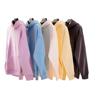 Cotton Oversized Drop Shoulder Full Zip Men Hoodie Solid Colour Hooded French Terry Sweatshirt Casual Style Winter Wear - Product Image 6